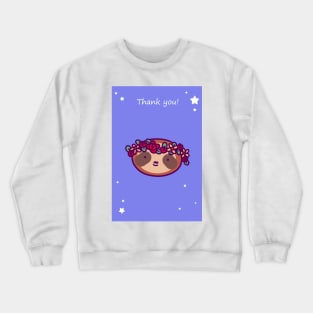 Thank You - Flower Crown Sloth Face Crewneck Sweatshirt